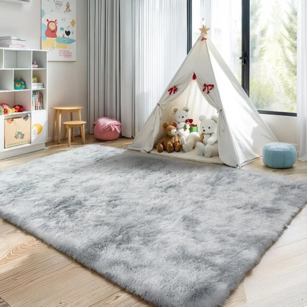 New 4x6 Light Grey Shag Rug, Ultra Soft Washable Fuzzy Carpet for Room & Nursery
